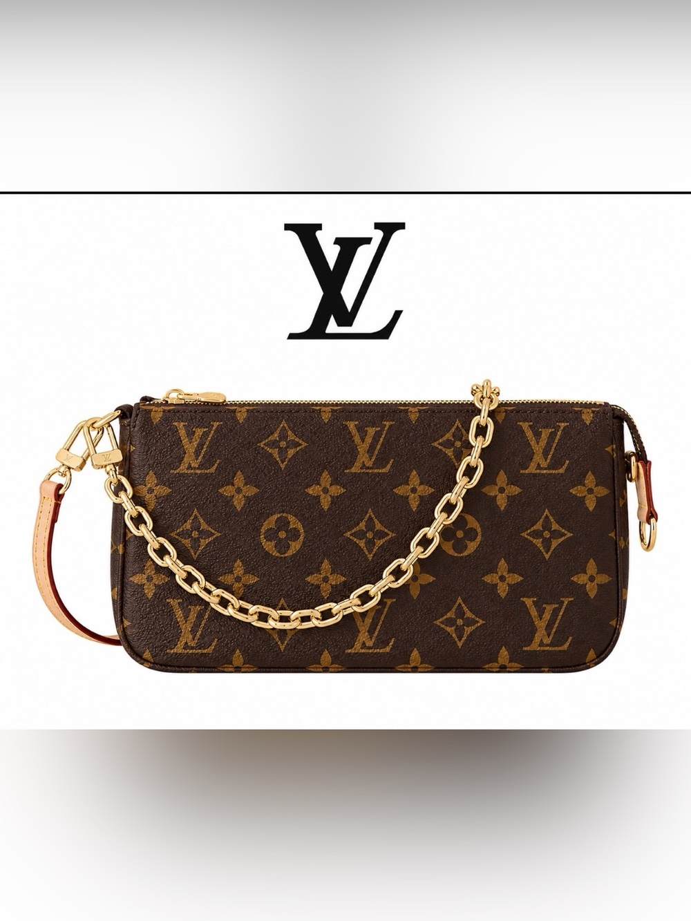 Louis Vuitton Pochette Accessoires M82766 Monogram Chain Strap Full Set